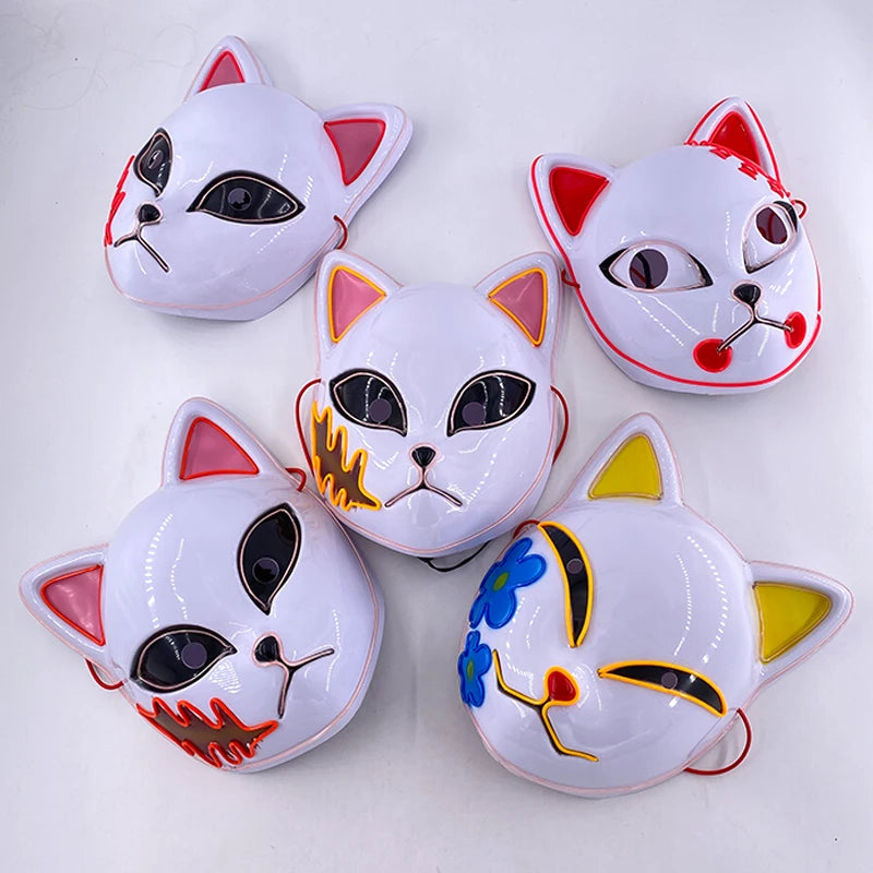 Świecąca Maska LED EL – Neon, Anime, Horror – Cosplay, Halloween, Maskarada, Karnawał