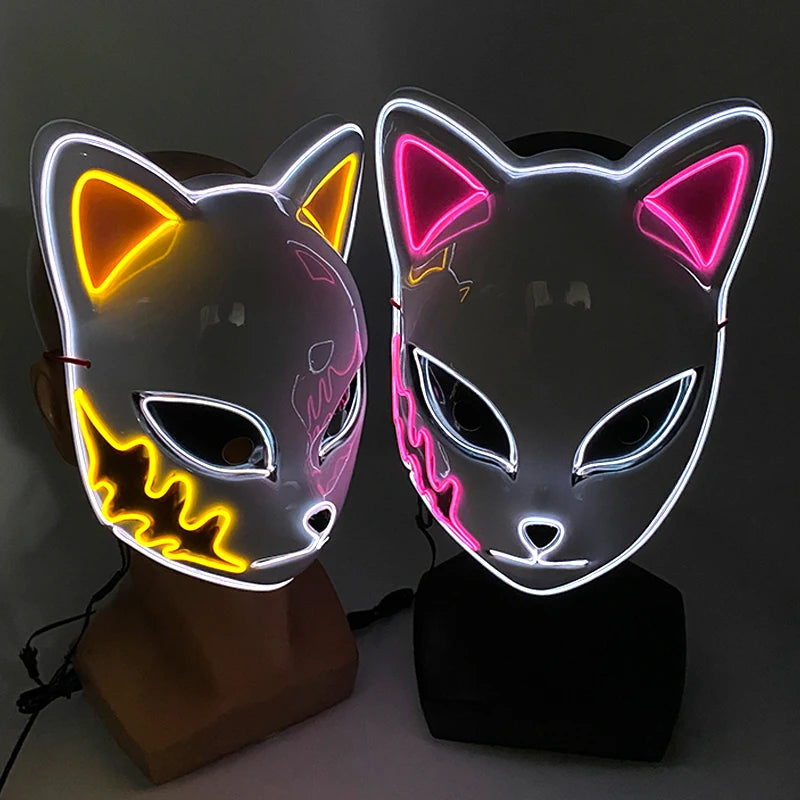 Świecąca Maska LED EL – Neon, Anime, Horror – Cosplay, Halloween, Maskarada, Karnawał
