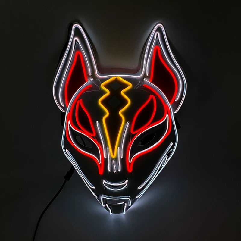 Świecąca Maska LED EL – Neon, Anime, Horror – Cosplay, Halloween, Maskarada, Karnawał