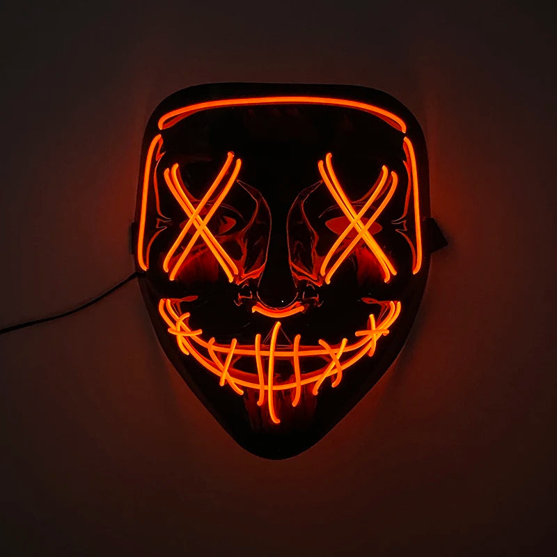Świecąca Maska LED EL – Neon, Anime, Horror – Cosplay, Halloween, Maskarada, Karnawał