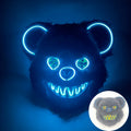 Świecąca Maska LED – Krwawy Królik / Czarny Niedźwiedź – Halloween, Cosplay, Impreza