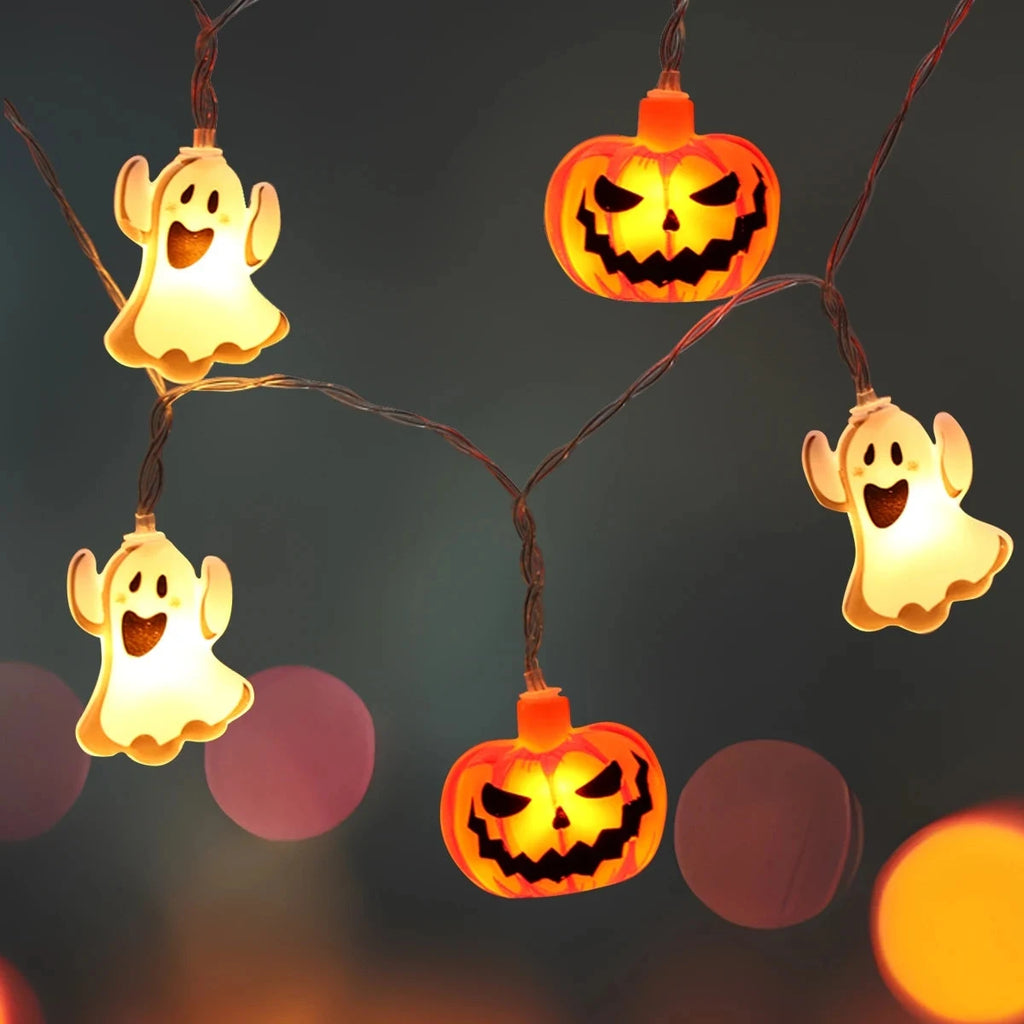 Lampki LED Halloween Dynia i Duch na Baterie – Dekoracja na Halloween, Ogród i Dom