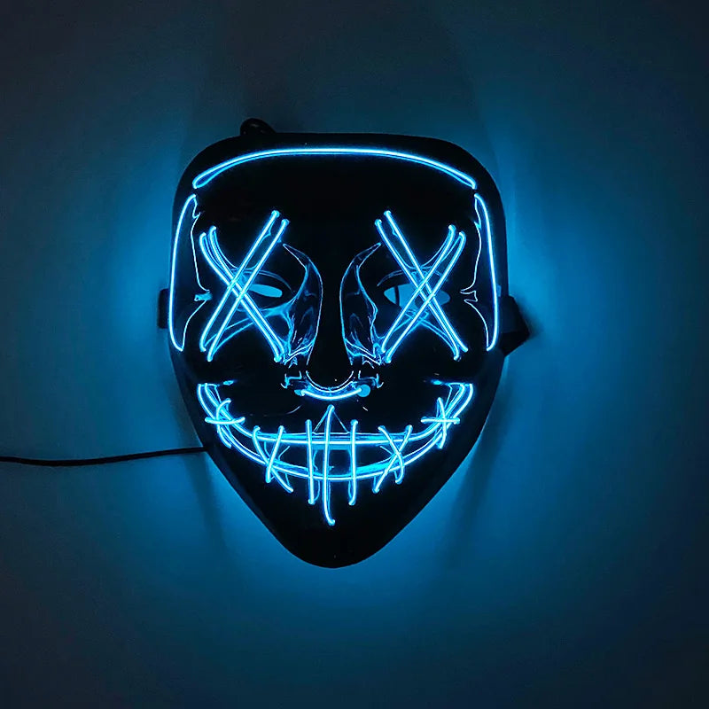 Świecąca Maska LED EL – Neon, Anime, Horror – Cosplay, Halloween, Maskarada, Karnawał