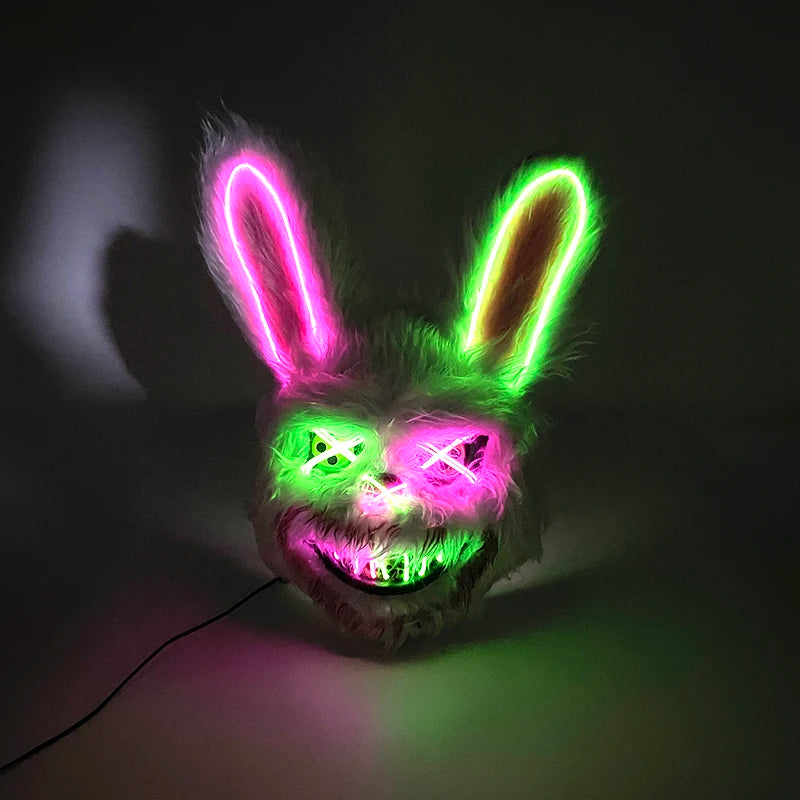 Świecąca Maska LED EL – Neon, Anime, Horror – Cosplay, Halloween, Maskarada, Karnawał