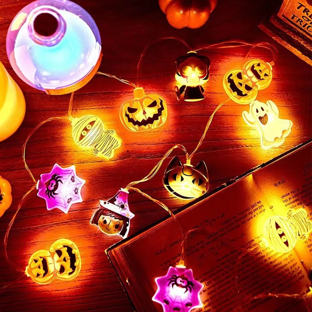 Dekoracyjne Lampki LED Halloween – Dynia, Duch, Pajęczyna – Latarnie na Zewnątrz i do Domu