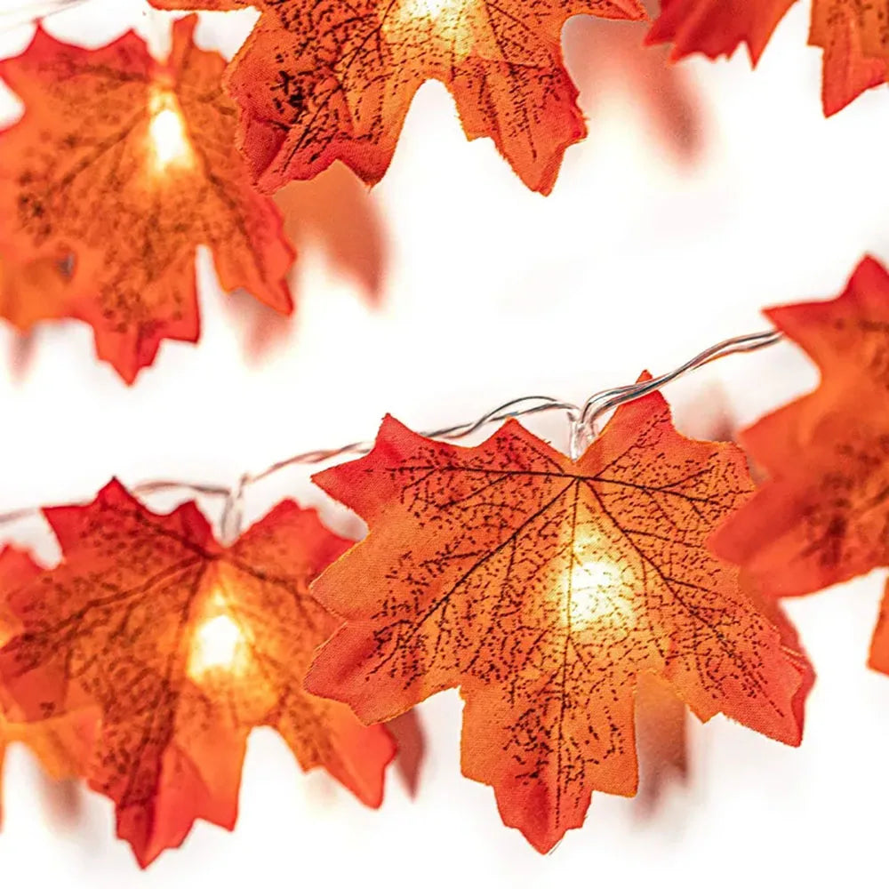 Girlanda LED na Halloween 2/3/6M – Sztuczne Liście Klonu – Dekoracja na Halloween, Boże Narodzenie i Dzień Dziękczynienia