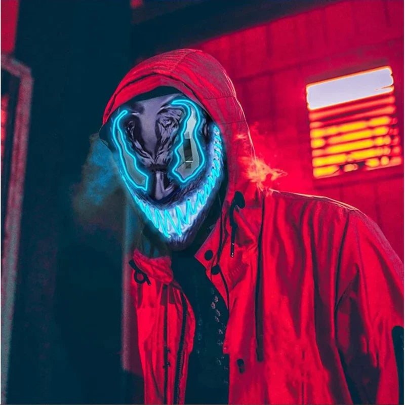 Świecąca Maska LED Halloween – Krzyk / Venom / Skorpion – Cosplay, Maskarada, Impreza