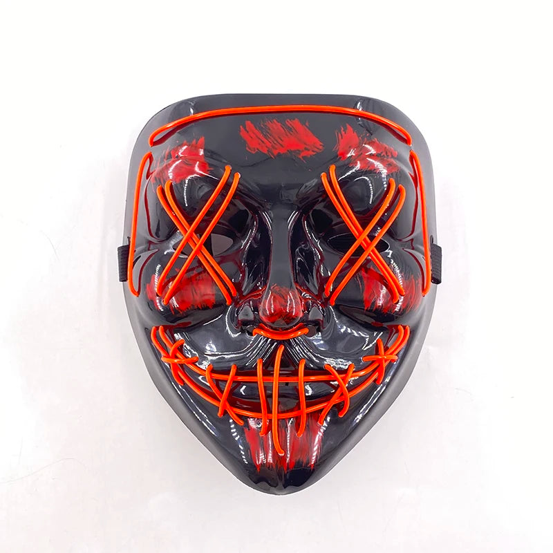 Świecąca Maska LED EL – Neon, Anime, Horror – Cosplay, Halloween, Maskarada, Karnawał