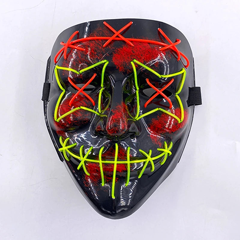Świecąca Maska LED EL – Neon, Anime, Horror – Cosplay, Halloween, Maskarada, Karnawał