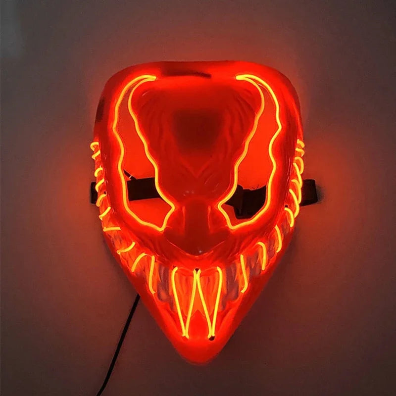 Świecąca Maska LED Halloween – Krzyk / Venom / Skorpion – Cosplay, Maskarada, Impreza