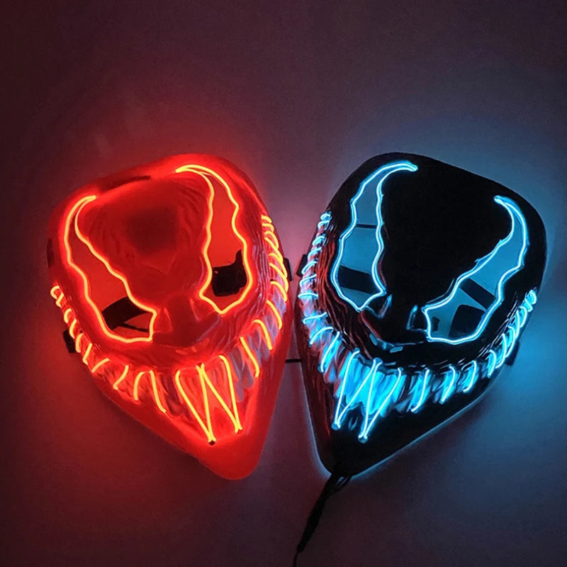 Świecąca Maska LED Halloween – Krzyk / Venom / Skorpion – Cosplay, Maskarada, Impreza