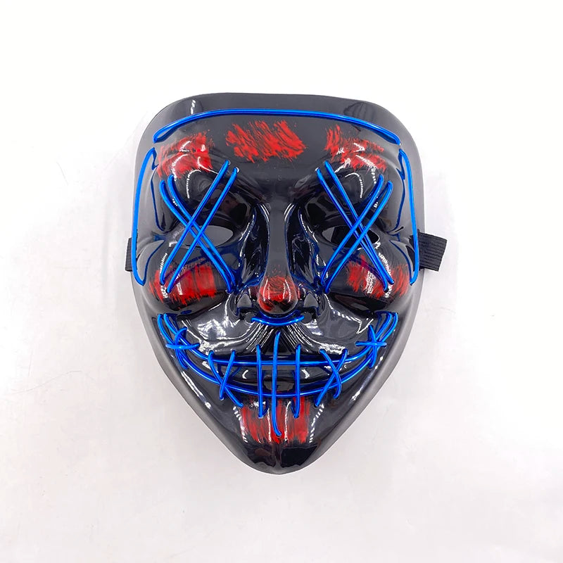 Świecąca Maska LED EL – Neon, Anime, Horror – Cosplay, Halloween, Maskarada, Karnawał