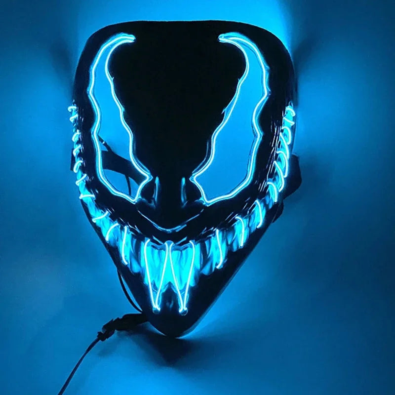 Świecąca Maska LED Halloween – Krzyk / Venom / Skorpion – Cosplay, Maskarada, Impreza