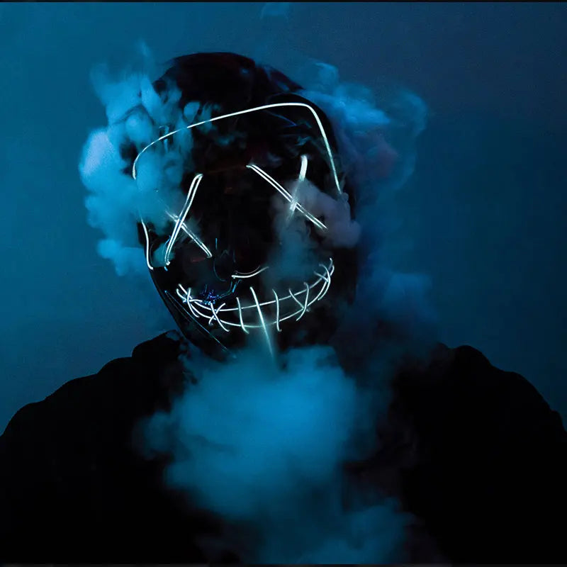 Bezprzewodowa Maska LED Neon Purge – świecąca w Ciemności, Horror Cosplay, Halloween, Maskarada, Impreza