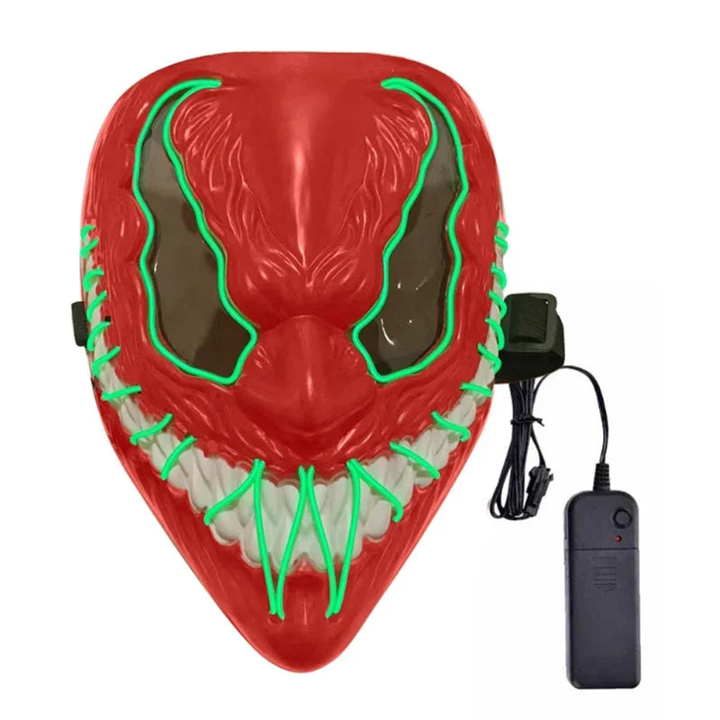Świecąca Maska LED Halloween – Krzyk / Venom / Skorpion – Cosplay, Maskarada, Impreza