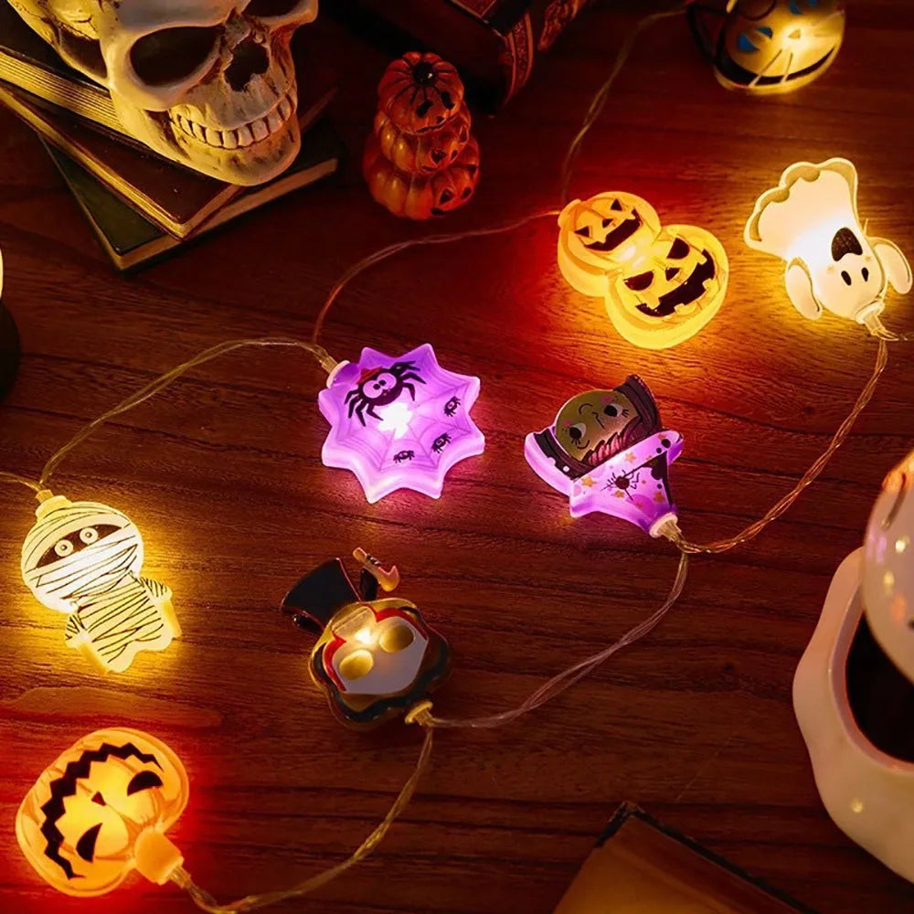 Dekoracyjne Lampki LED Halloween – Dynia, Duch, Pajęczyna – Latarnie na Zewnątrz i do Domu
