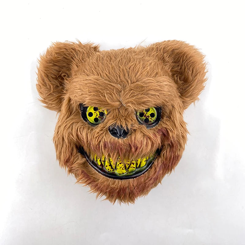 Świecąca Maska LED – Krwawy Królik / Czarny Niedźwiedź – Halloween, Cosplay, Impreza