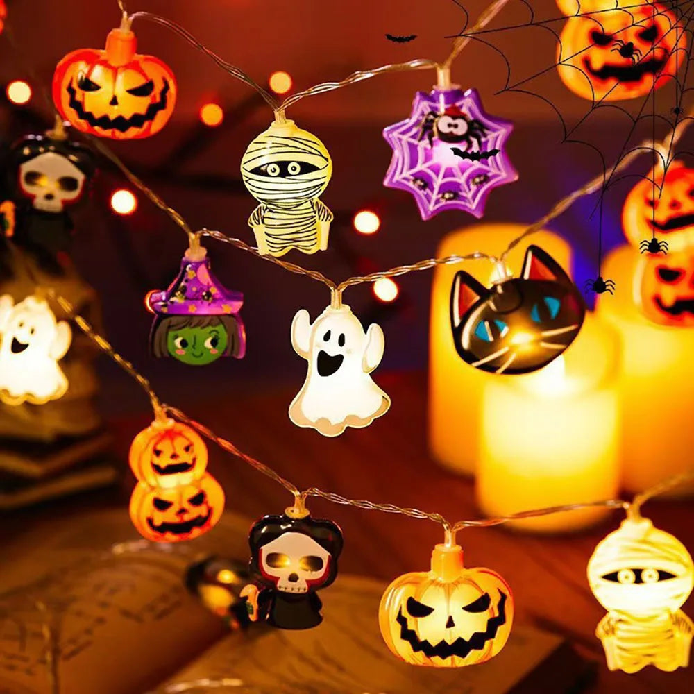 Dekoracyjne Lampki LED Halloween – Dynia, Duch, Pajęczyna – Latarnie na Zewnątrz i do Domu