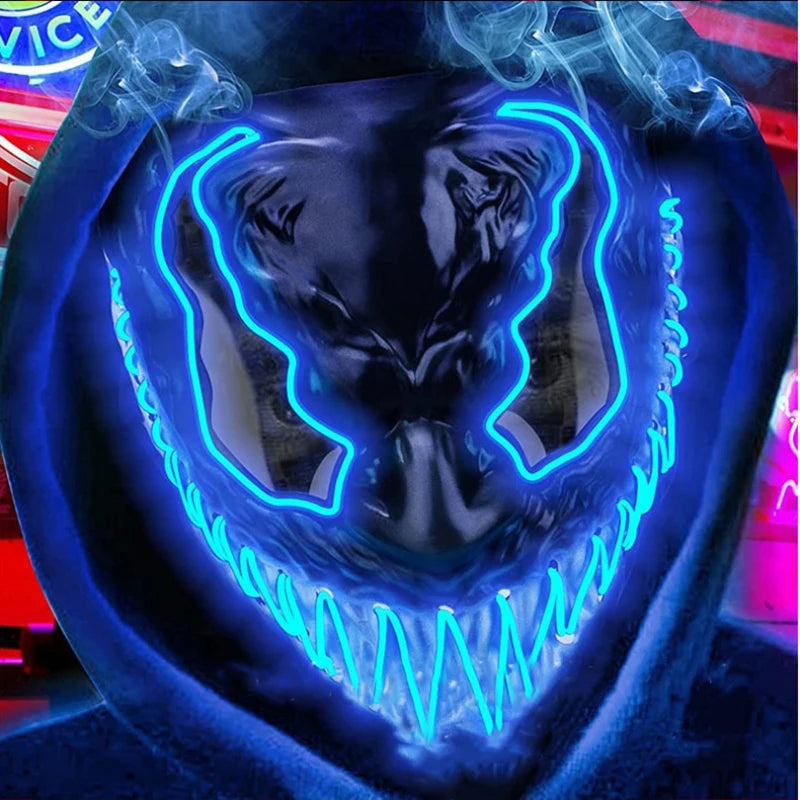 Świecąca Maska LED Halloween – Krzyk / Venom / Skorpion – Cosplay, Maskarada, Impreza