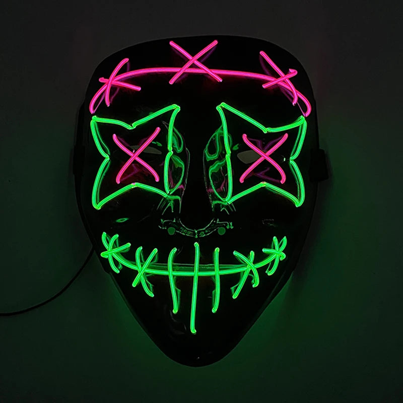 Świecąca Maska LED EL – Neon, Anime, Horror – Cosplay, Halloween, Maskarada, Karnawał