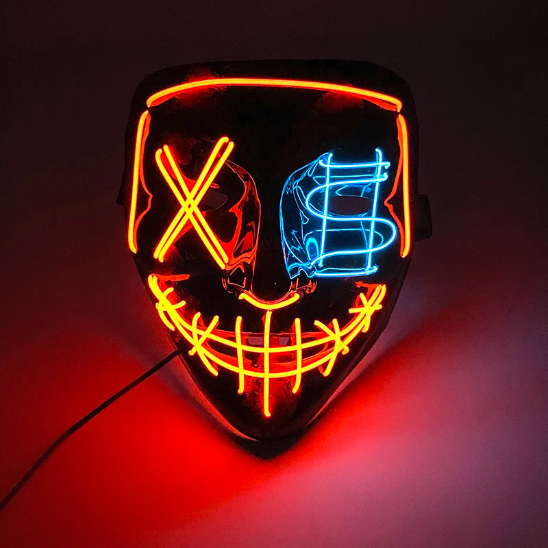 Świecąca Maska LED EL – Neon, Anime, Horror – Cosplay, Halloween, Maskarada, Karnawał